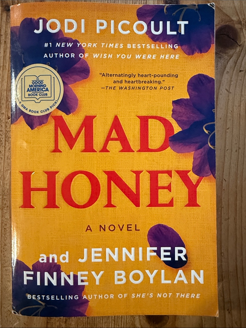 Mad Honey by Jodi Picoult and Jennifer Finney Boylan - Yellow & Purple Cover